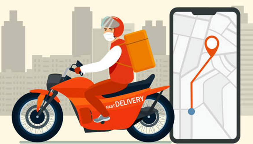 GPS ile teslimat yapan kurye görseli