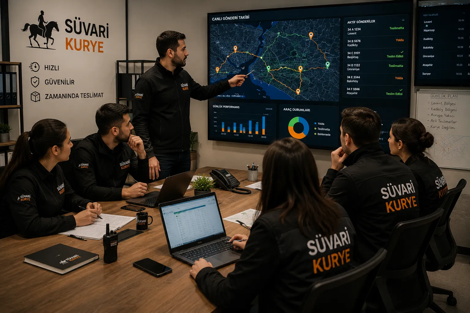 haritada plan yapan ofis calisanlari