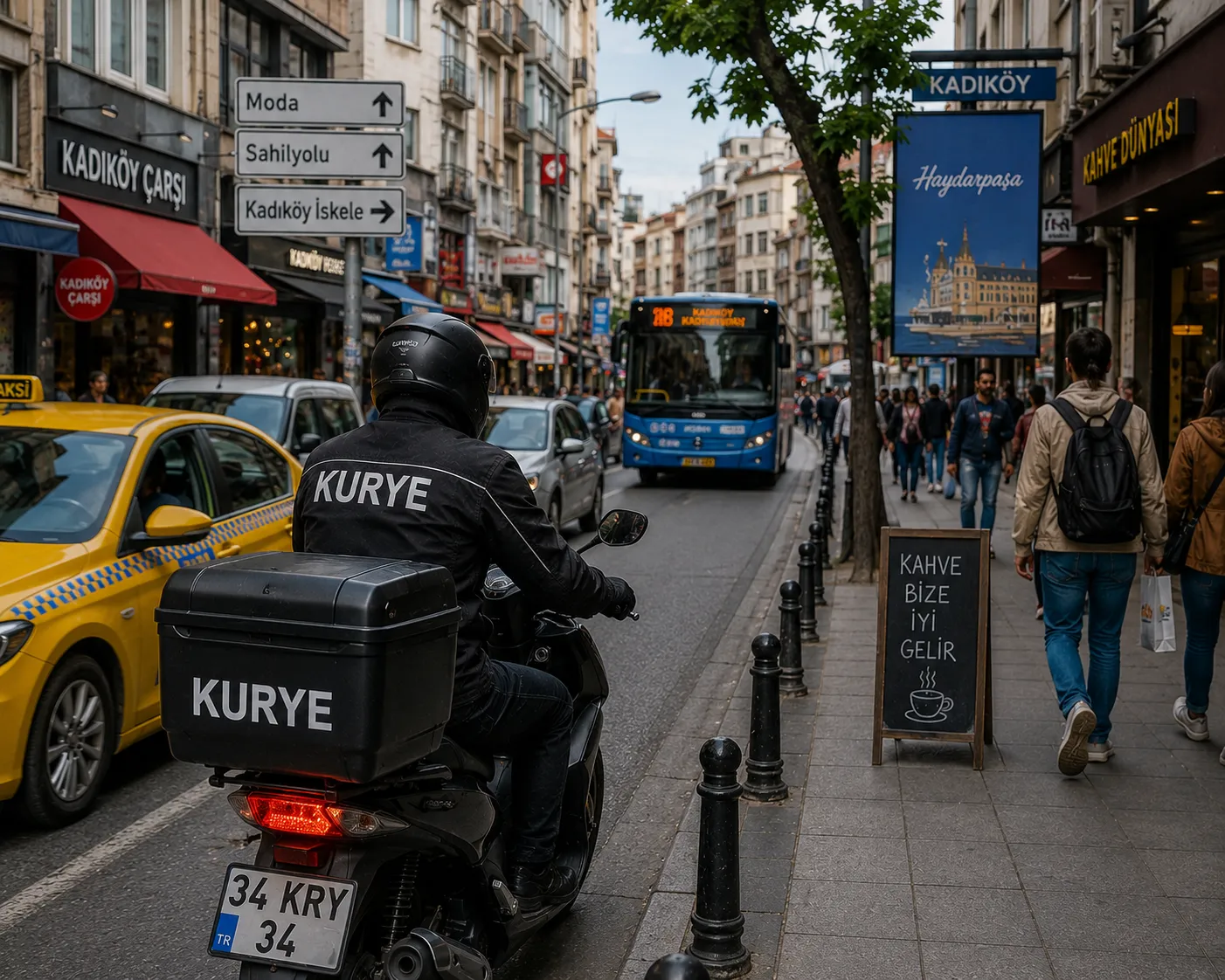 moda sahili motorlu kurye